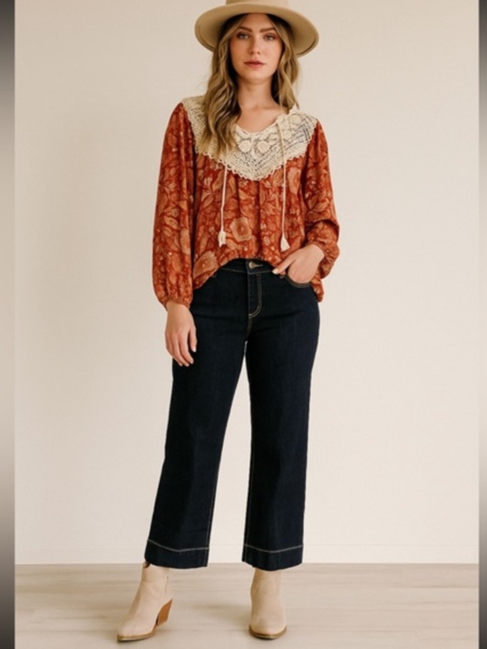 Michael Kors Mid Rise Wide Leg Dark Denim Ankle Jeans